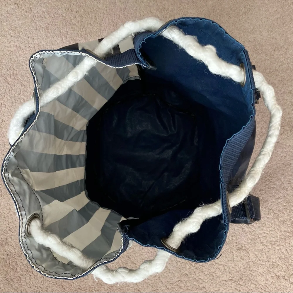 Navy Blue Striped MARINE Navy & White Large Travel / Laundry Bag